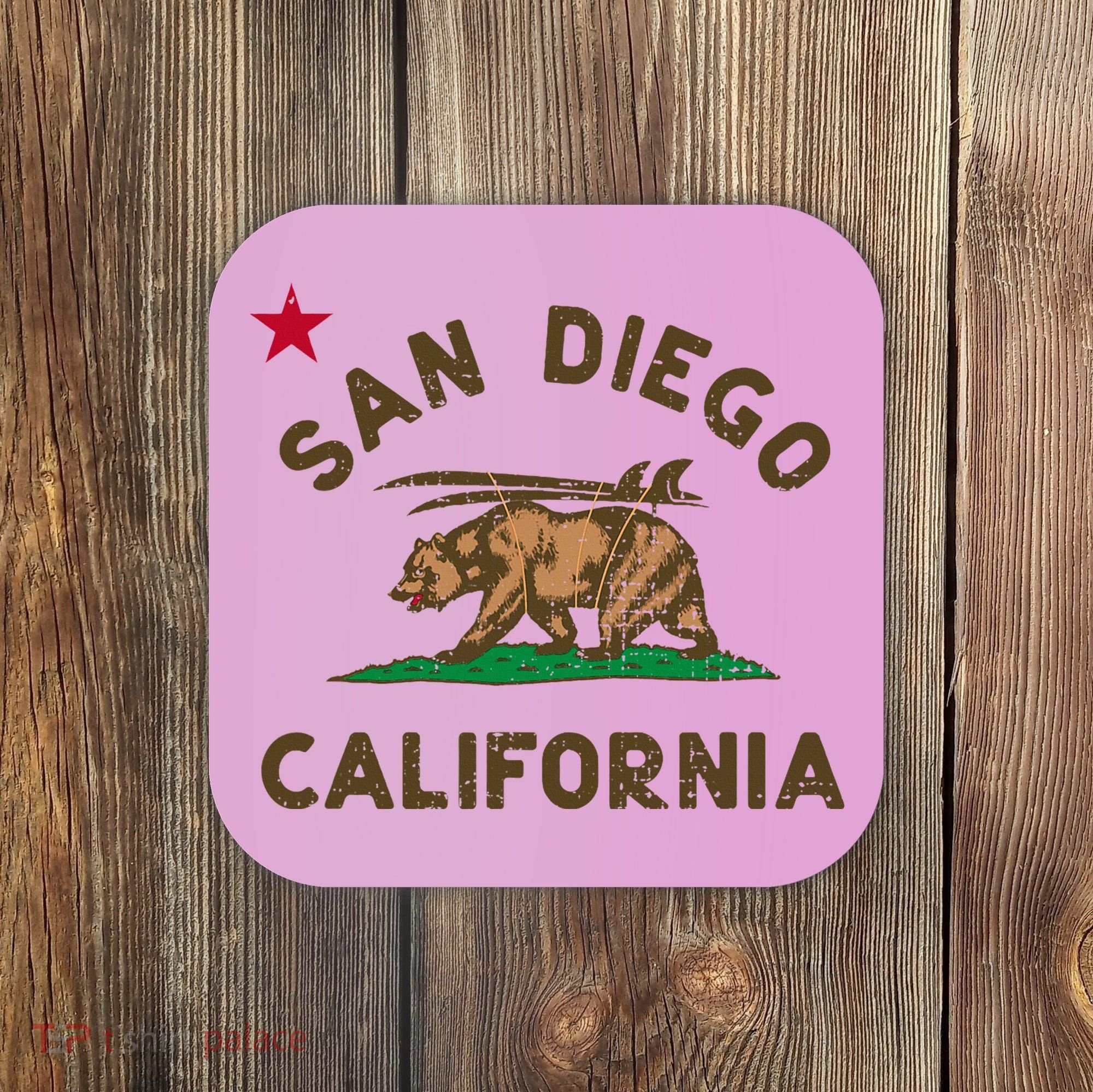 San Diego California Beach Flag Bear Surf Ca Coaster