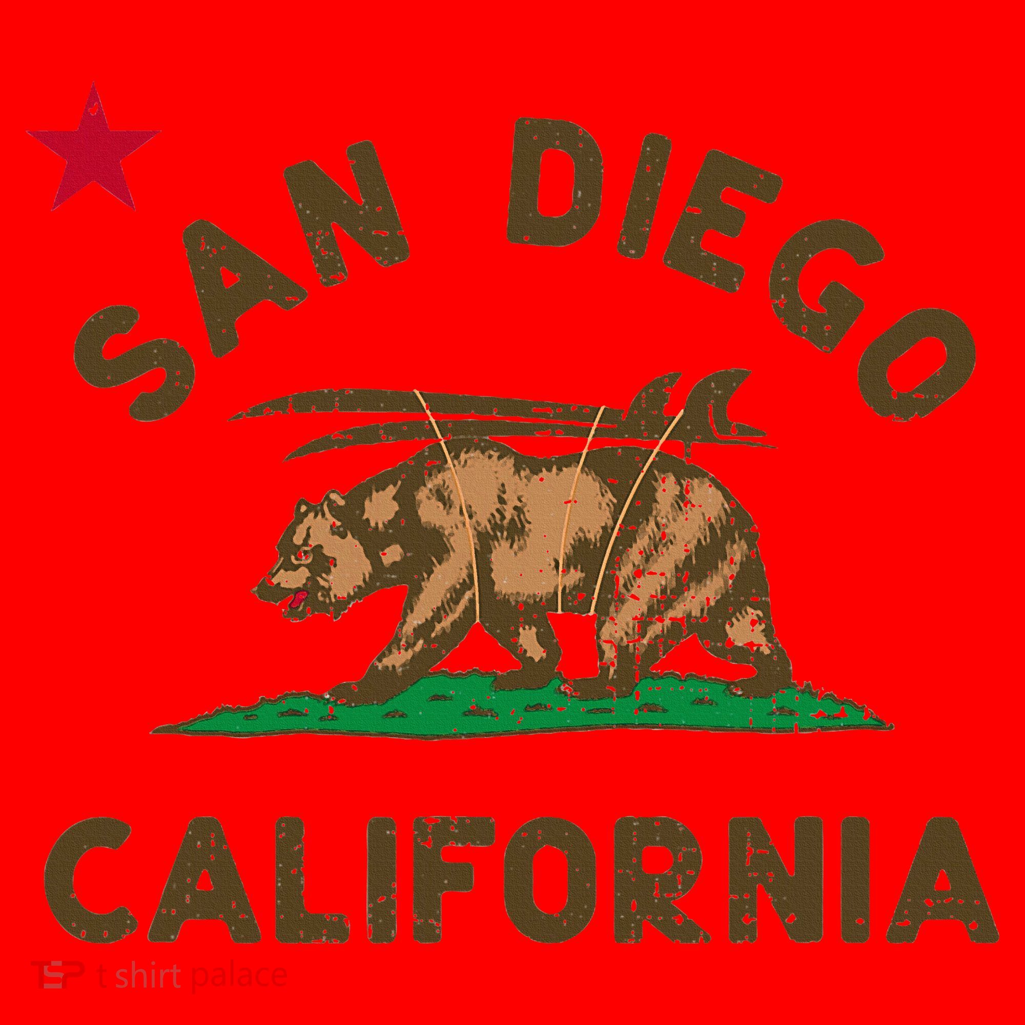 San Diego California Beach Flag Bear Surf Ca Santa Hat