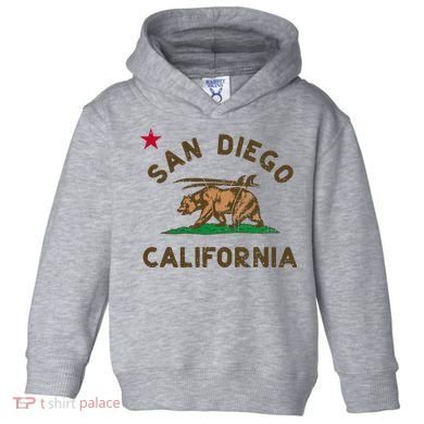 San Diego California Beach Flag Bear Surf Ca Toddler Hoodie
