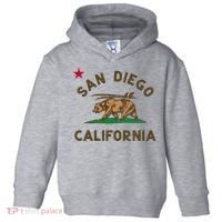 San Diego California Beach Flag Bear Surf Ca Toddler Hoodie thumb 0