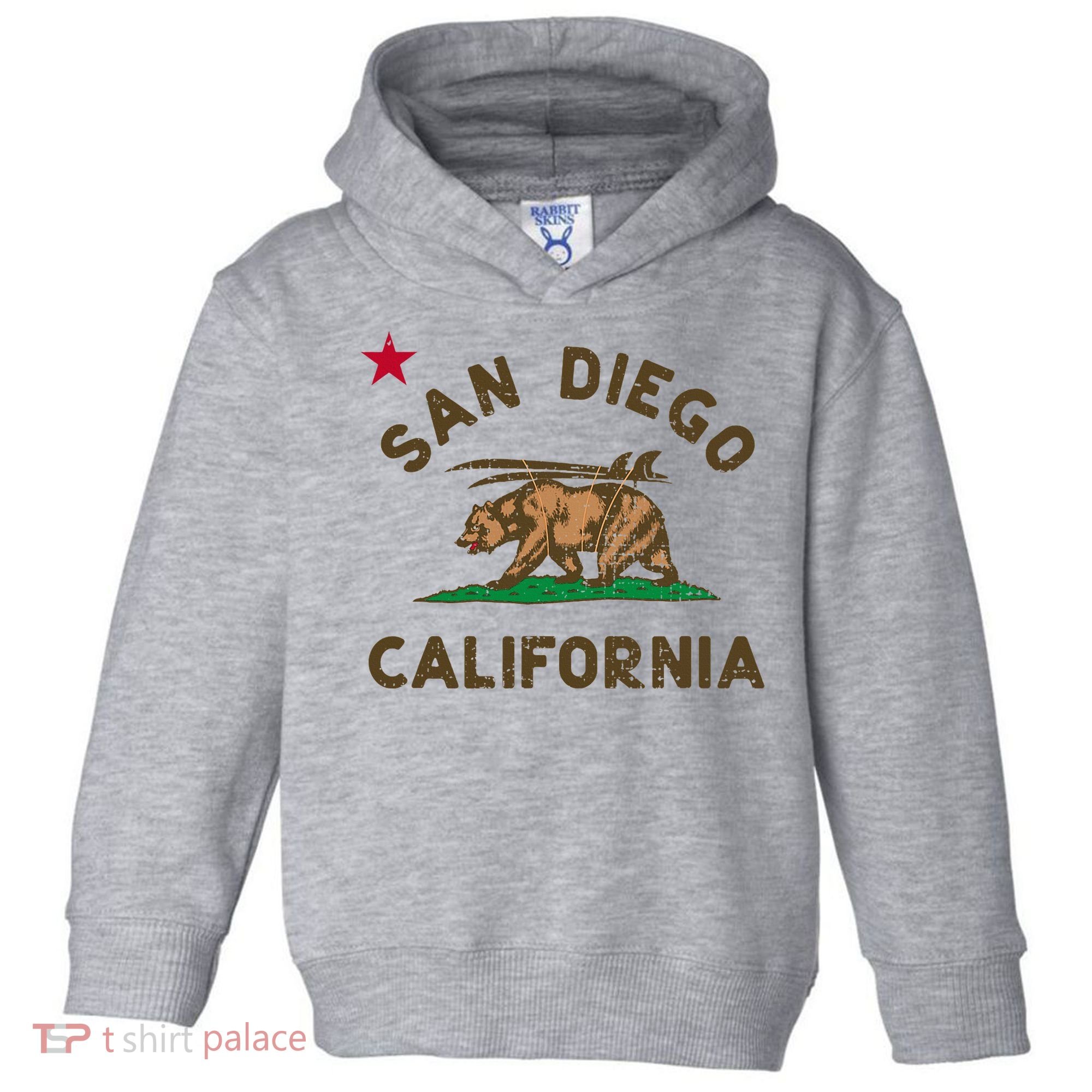 San Diego California Beach Flag Bear Surf Ca Toddler Hoodie