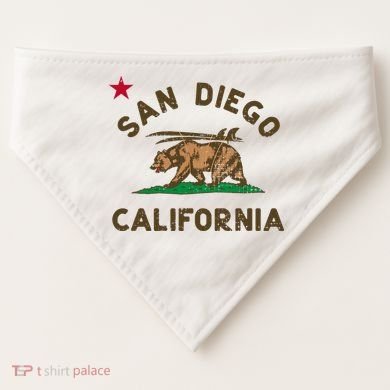 San Diego California Beach Flag Bear Surf Ca USA-Made Doggie Bandana