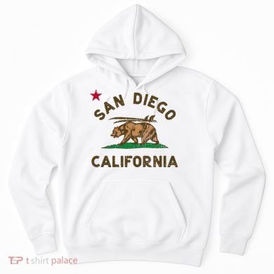 San Diego California Beach Flag Bear Surf Ca Hoodie