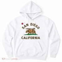 San Diego California Beach Flag Bear Surf Ca Hoodie thumb 0