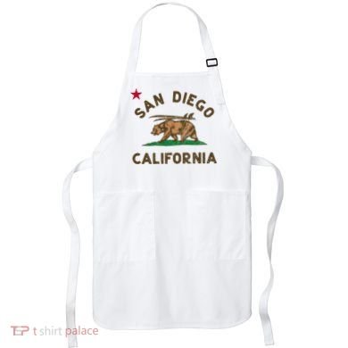 San Diego California Beach Flag Bear Surf Ca Apron