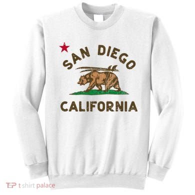 San Diego California Beach Flag Bear Surf Ca Sweatshirt