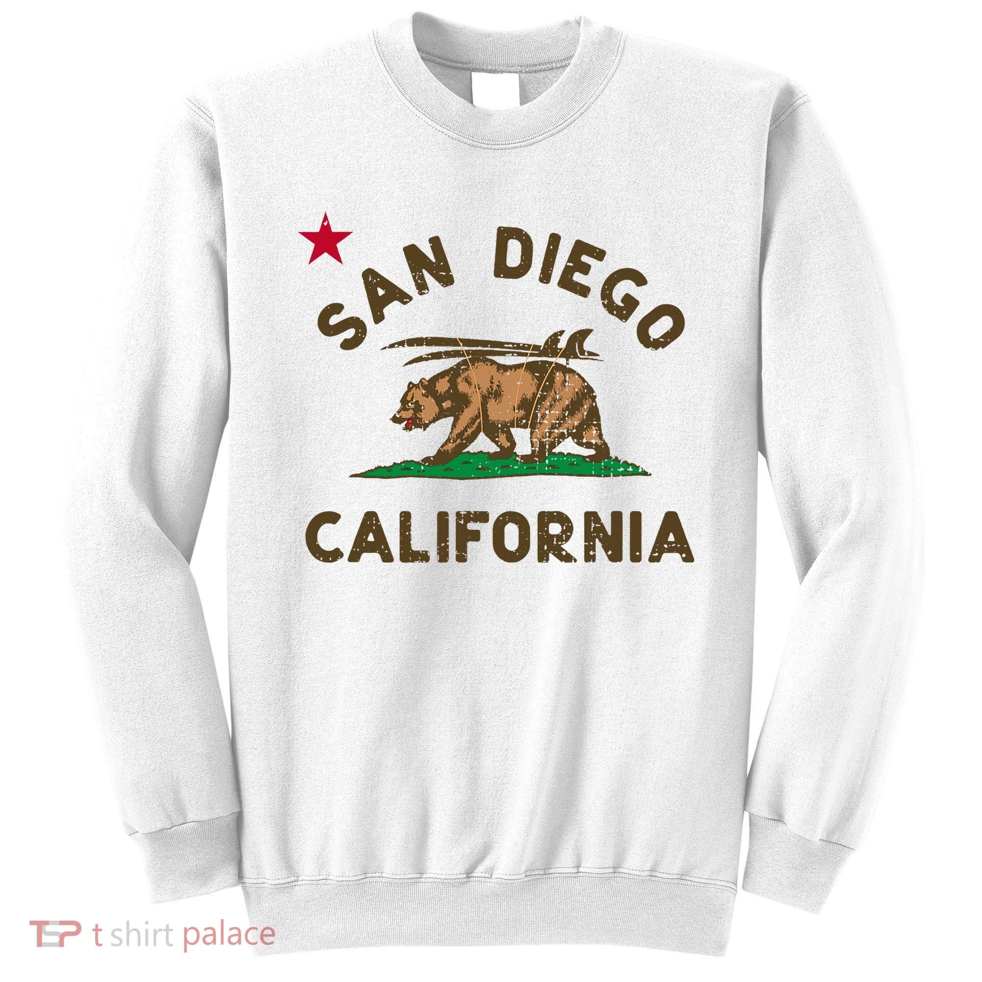 San Diego California Beach Flag Bear Surf Ca Sweatshirt