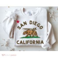 San Diego California Beach Flag Bear Surf Ca Sweatshirt thumb 2