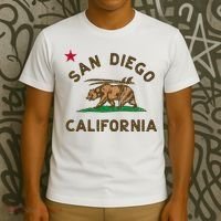 San Diego California Beach Flag Bear Surf Ca T-Shirt thumb 3