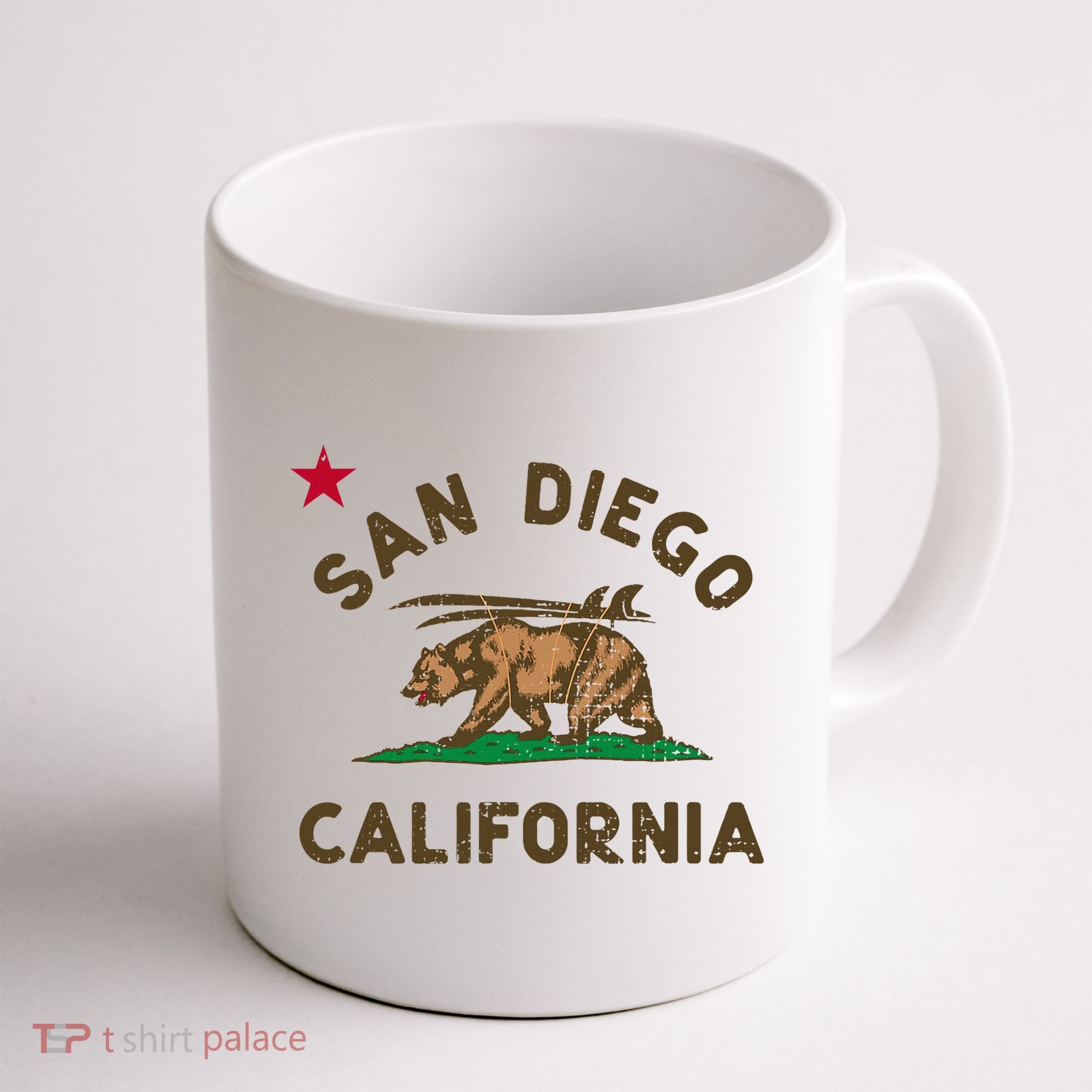 San Diego California Beach Flag Bear Surf Ca Coffee Mug
