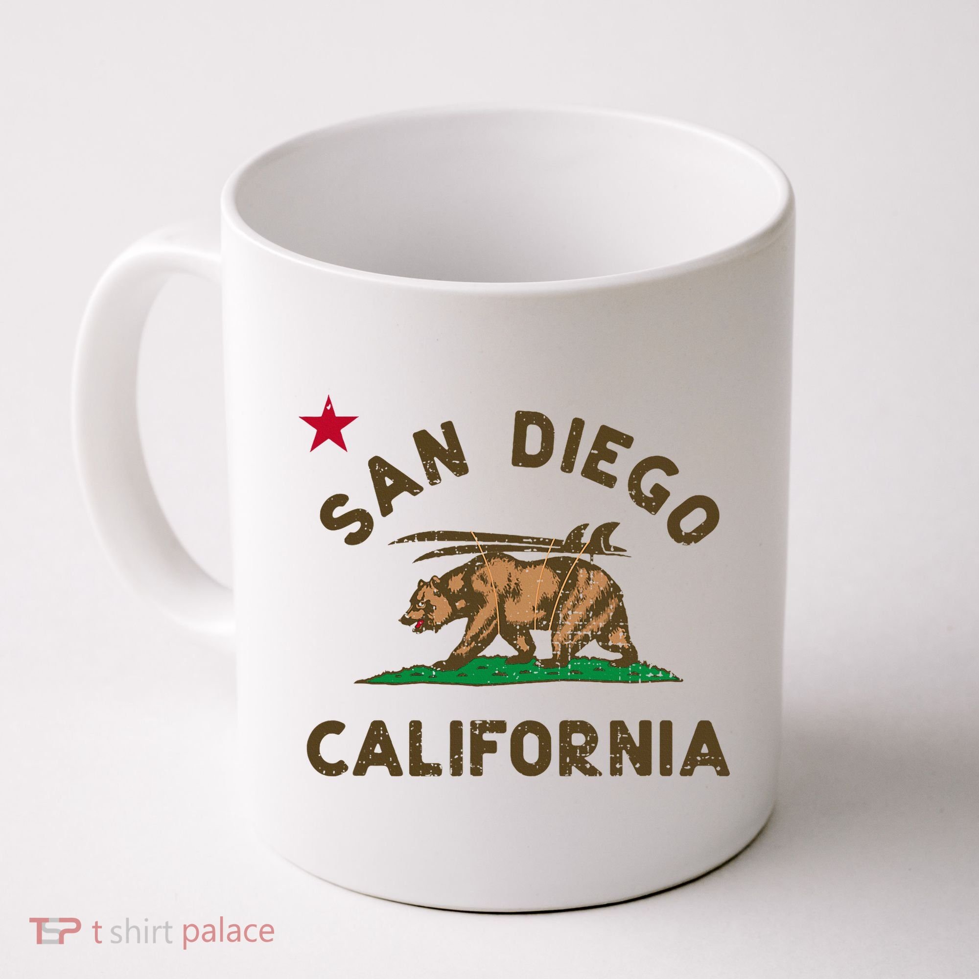 San Diego California Beach Flag Bear Surf Ca Coffee Mug