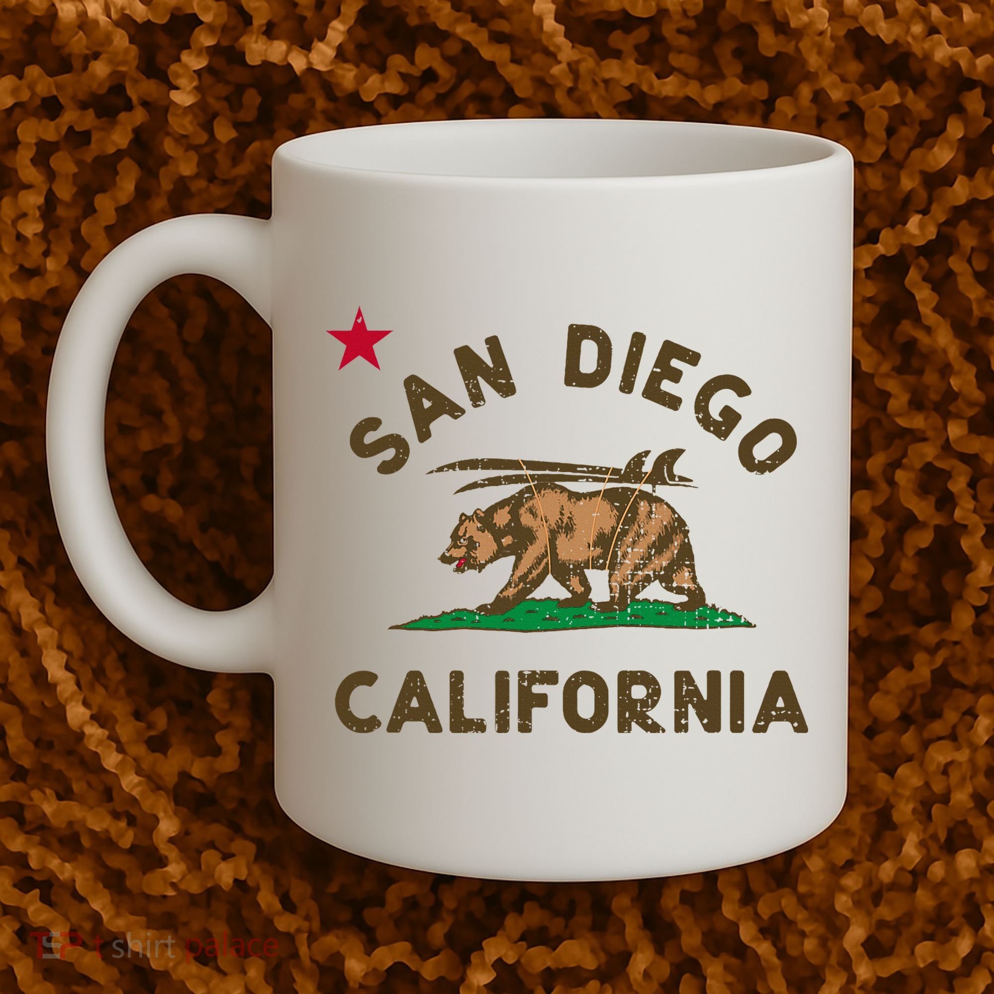 San Diego California Beach Flag Bear Surf Ca Coffee Mug
