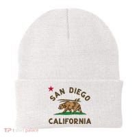 San Diego California Beach Flag Bear Surf Ca Beanie thumb 0