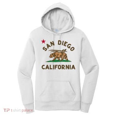 San Diego California Beach Flag Bear Surf Ca Women's Hoodie