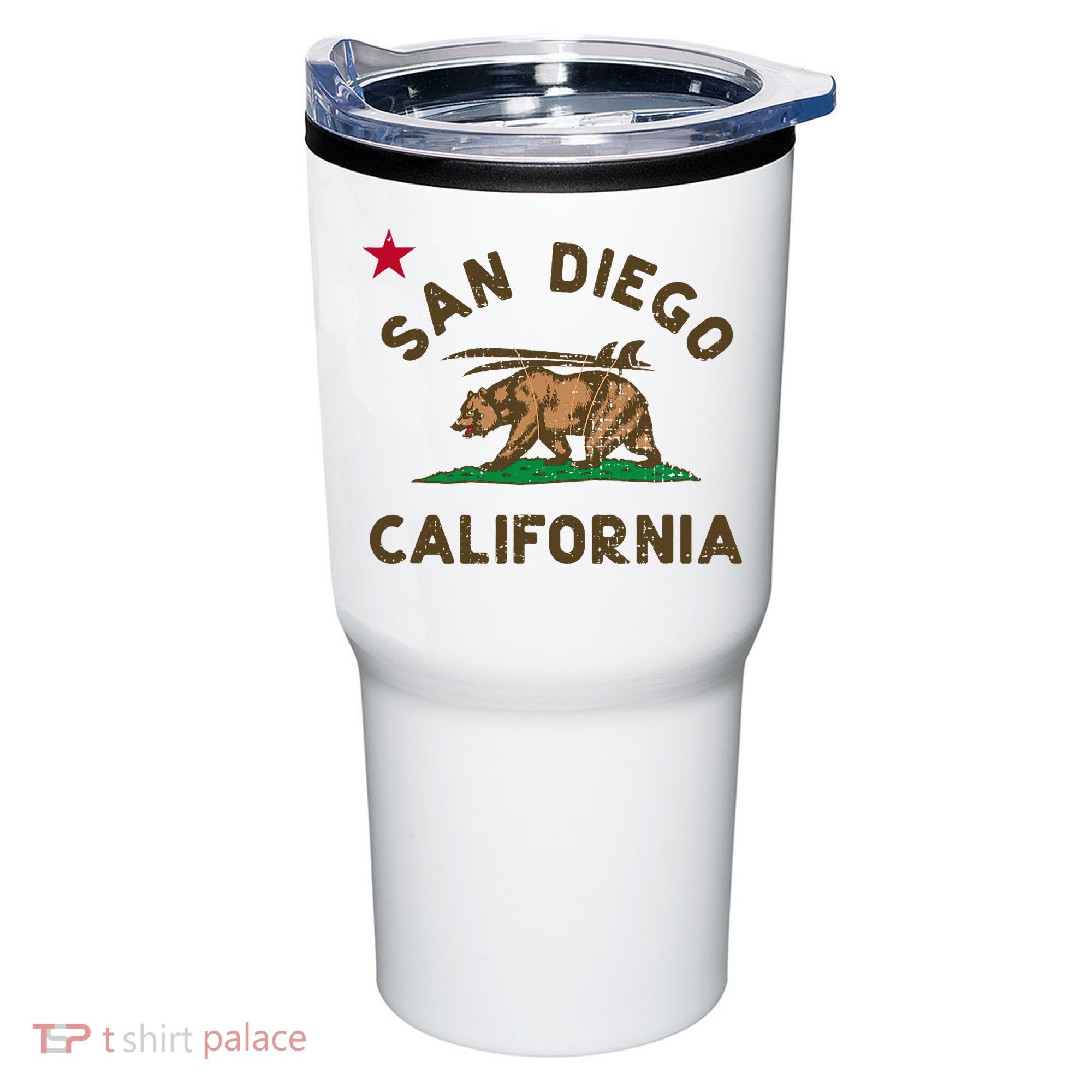 San Diego California Beach Flag Bear Surf Ca Tumbler