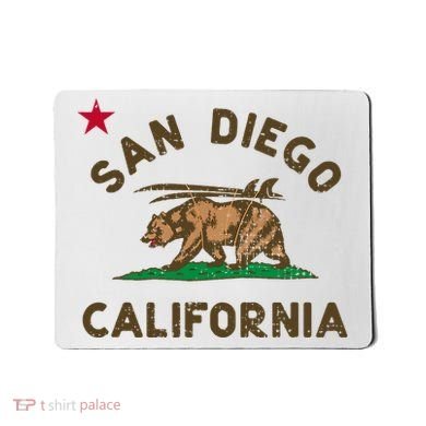 San Diego California Beach Flag Bear Surf Ca Mousepad