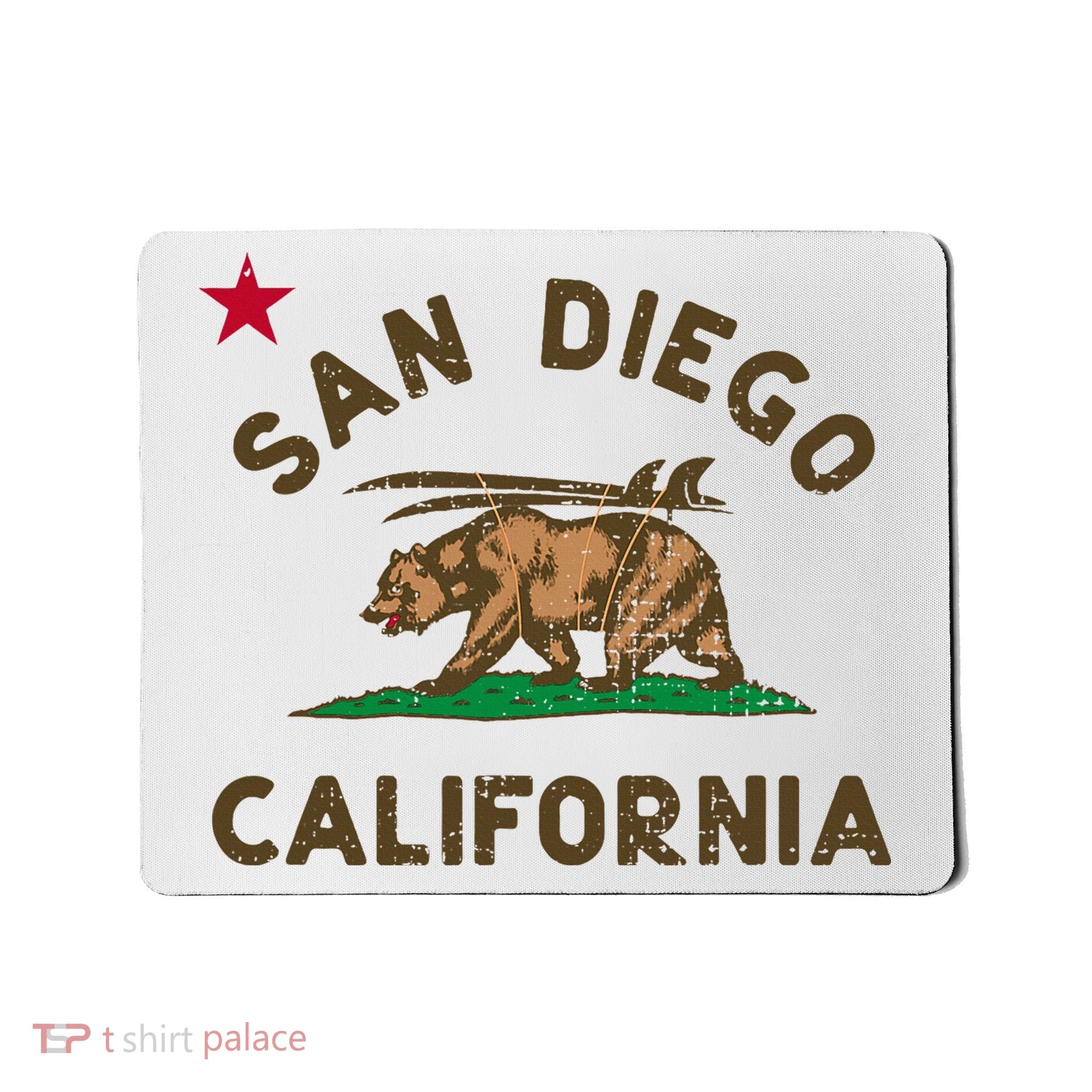 San Diego California Beach Flag Bear Surf Ca Mousepad