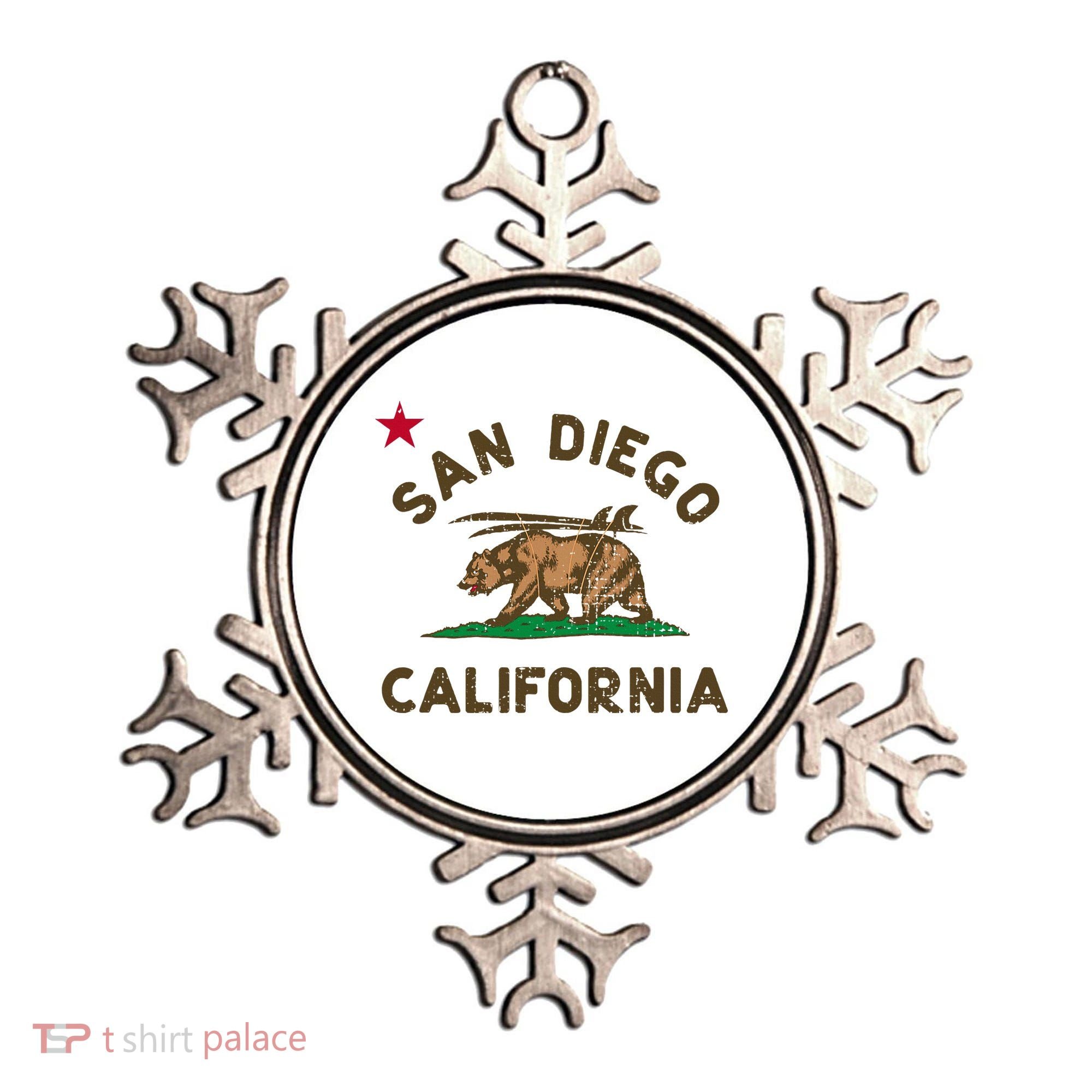 San Diego California Beach Flag Bear Surf Ca Ornament