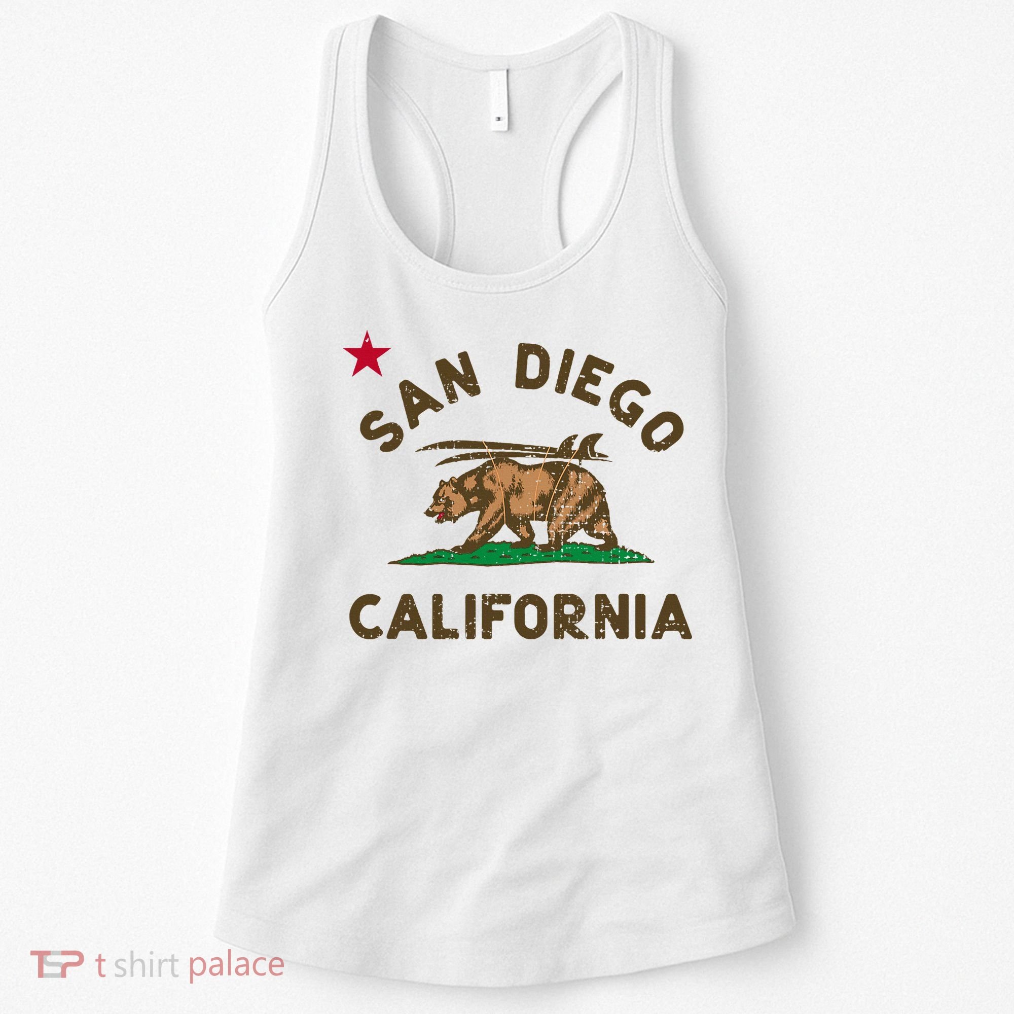 San Diego California Beach Flag Bear Surf Ca Women's Tank Top