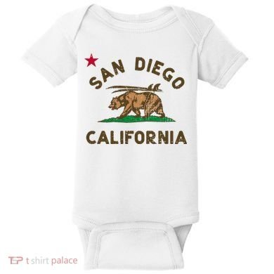 San Diego California Beach Flag Bear Surf Ca Baby Bodysuit