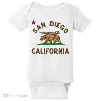 San Diego California Beach Flag Bear Surf Ca Baby Bodysuit thumb 0