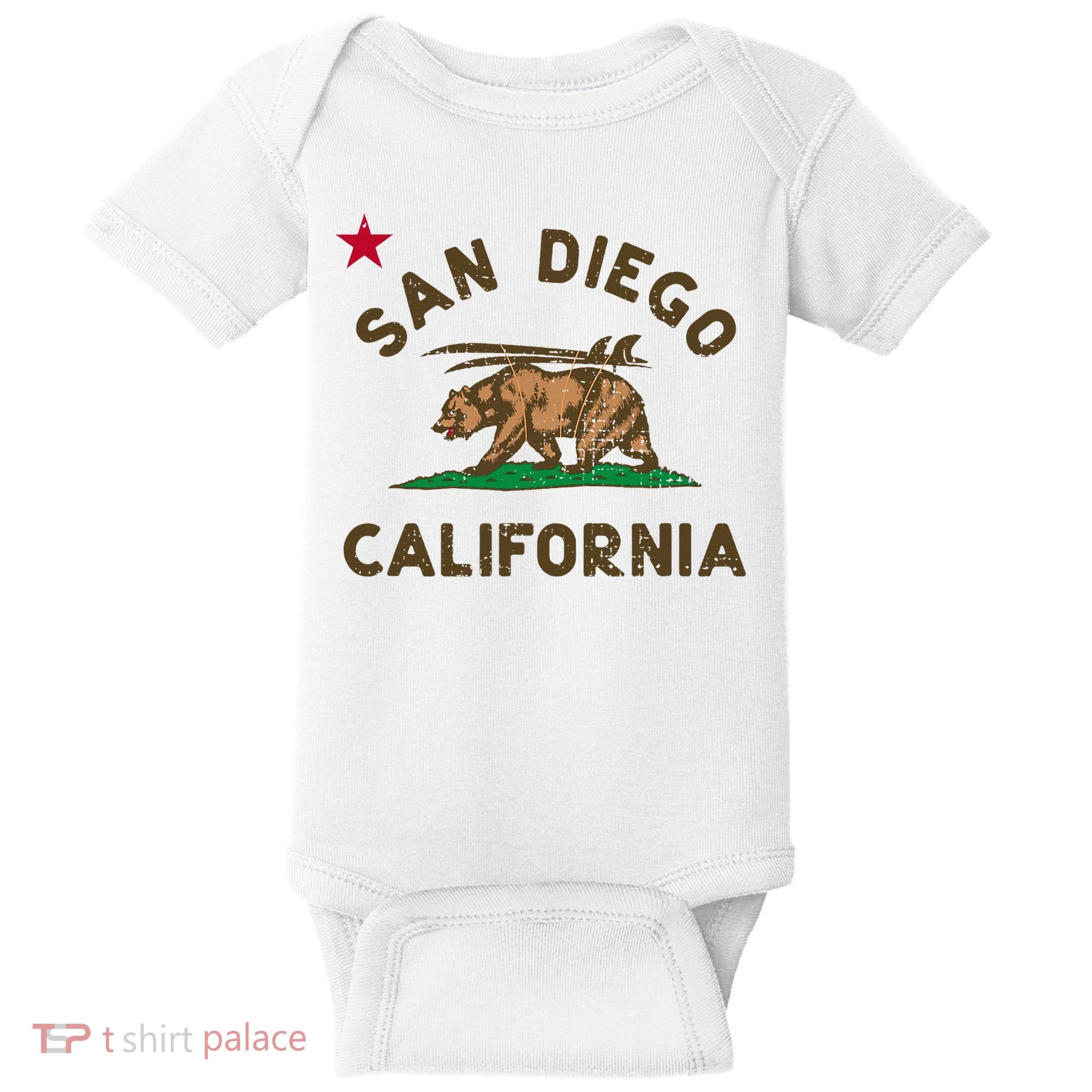 San Diego California Beach Flag Bear Surf Ca Baby Bodysuit