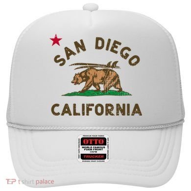 San Diego California Beach Flag Bear Surf Ca Hat