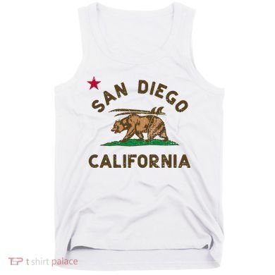 San Diego California Beach Flag Bear Surf Ca Tank Top