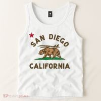 San Diego California Beach Flag Bear Surf Ca Tank Top thumb 2
