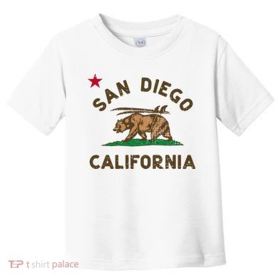 San Diego California Beach Flag Bear Surf Ca Toddler T-Shirt