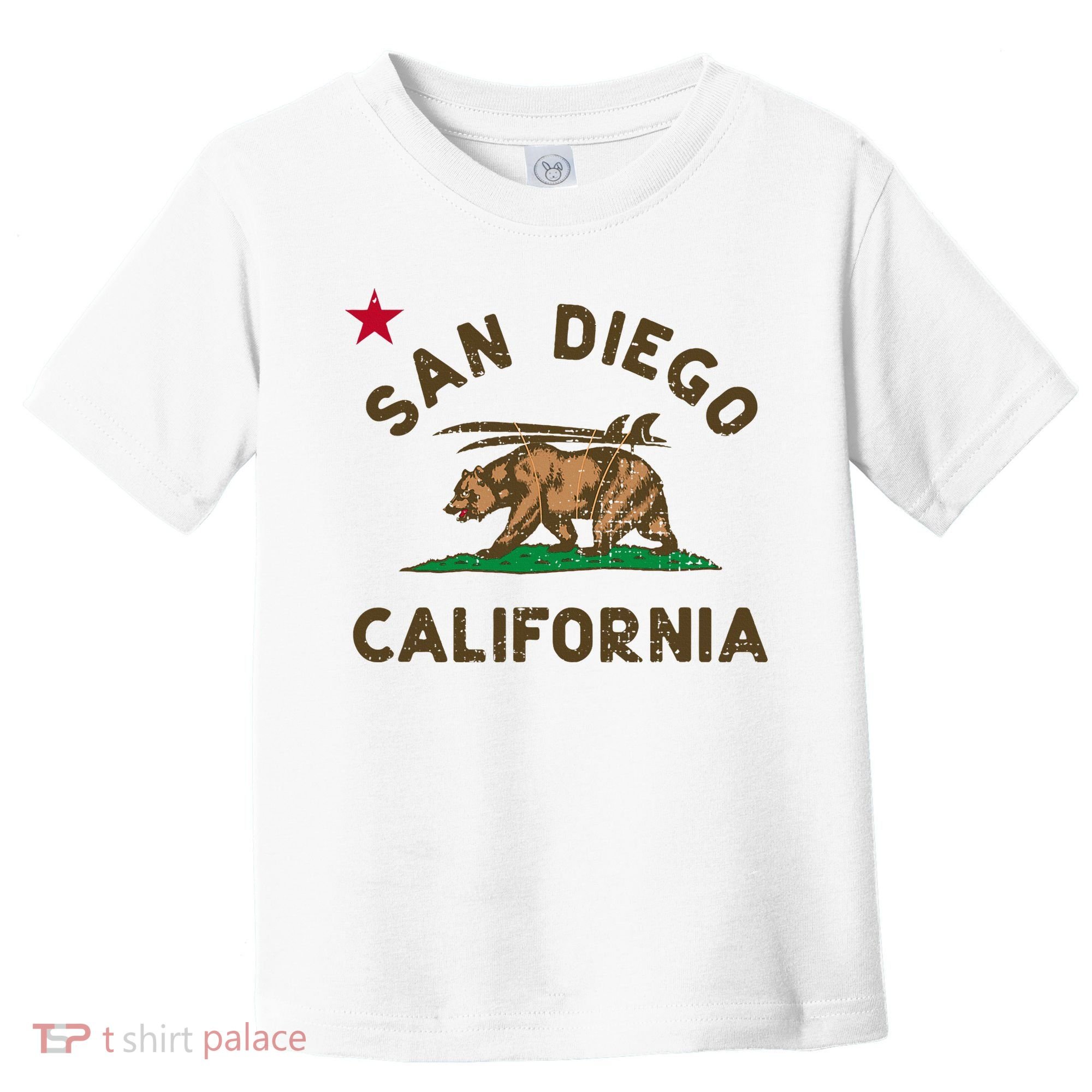 San Diego California Beach Flag Bear Surf Ca Toddler T-Shirt