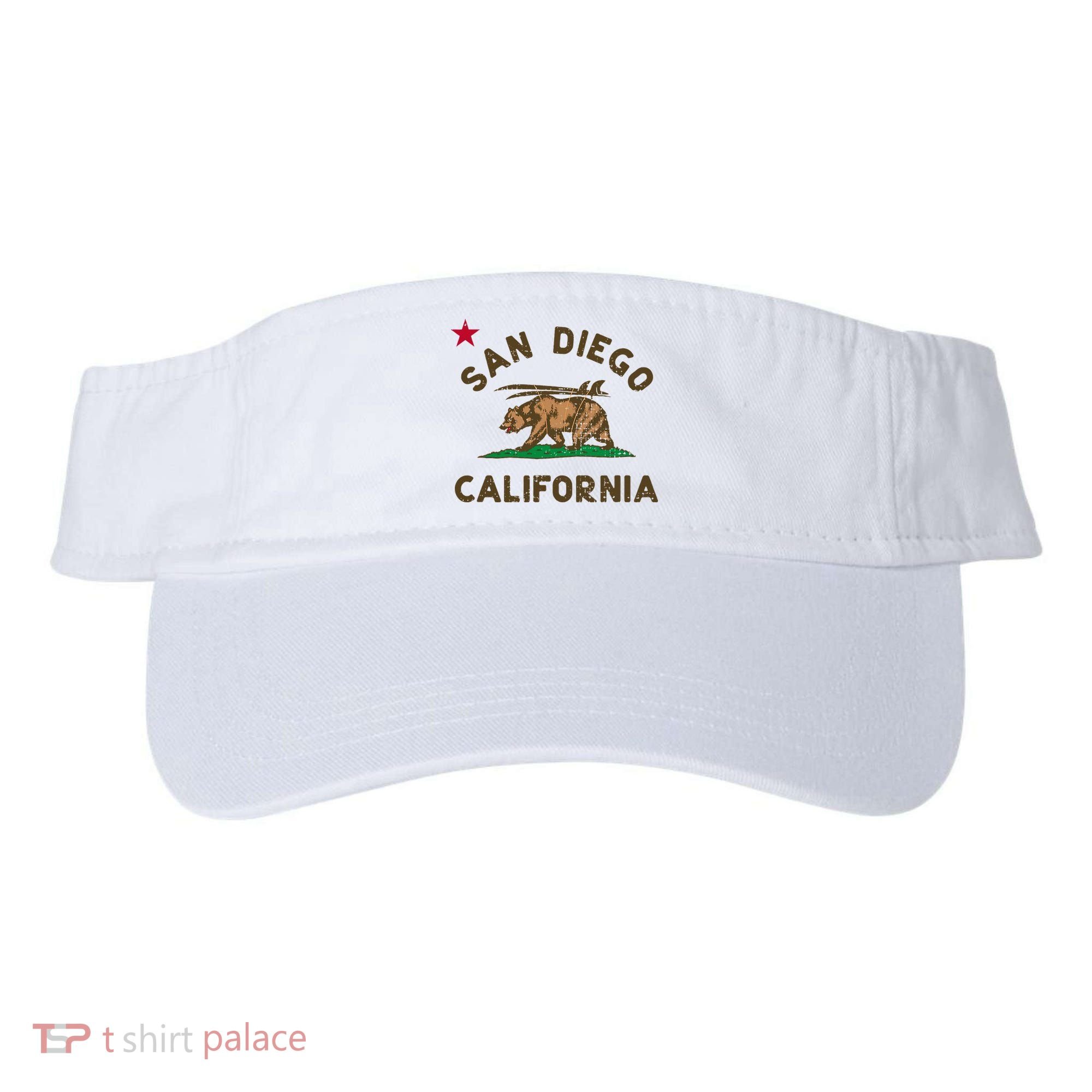 San Diego California Beach Flag Bear Surf Ca Visor