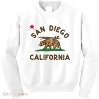 San Diego California Beach Flag Bear Surf Ca Kids Sweatshirt thumb 0