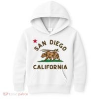 San Diego California Beach Flag Bear Surf Ca Kids Hoodie thumb 0