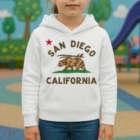 San Diego California Beach Flag Bear Surf Ca Kids Hoodie thumb 3