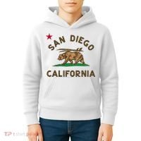 San Diego California Beach Flag Bear Surf Ca Kids Hoodie thumb 4