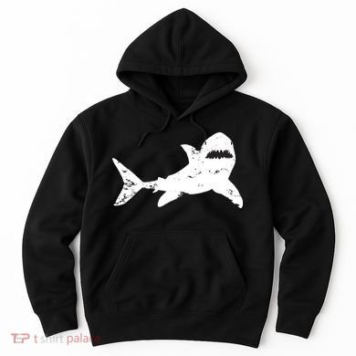 Shark Distressed Cool Vintage Shark Bite Tee Hoodie