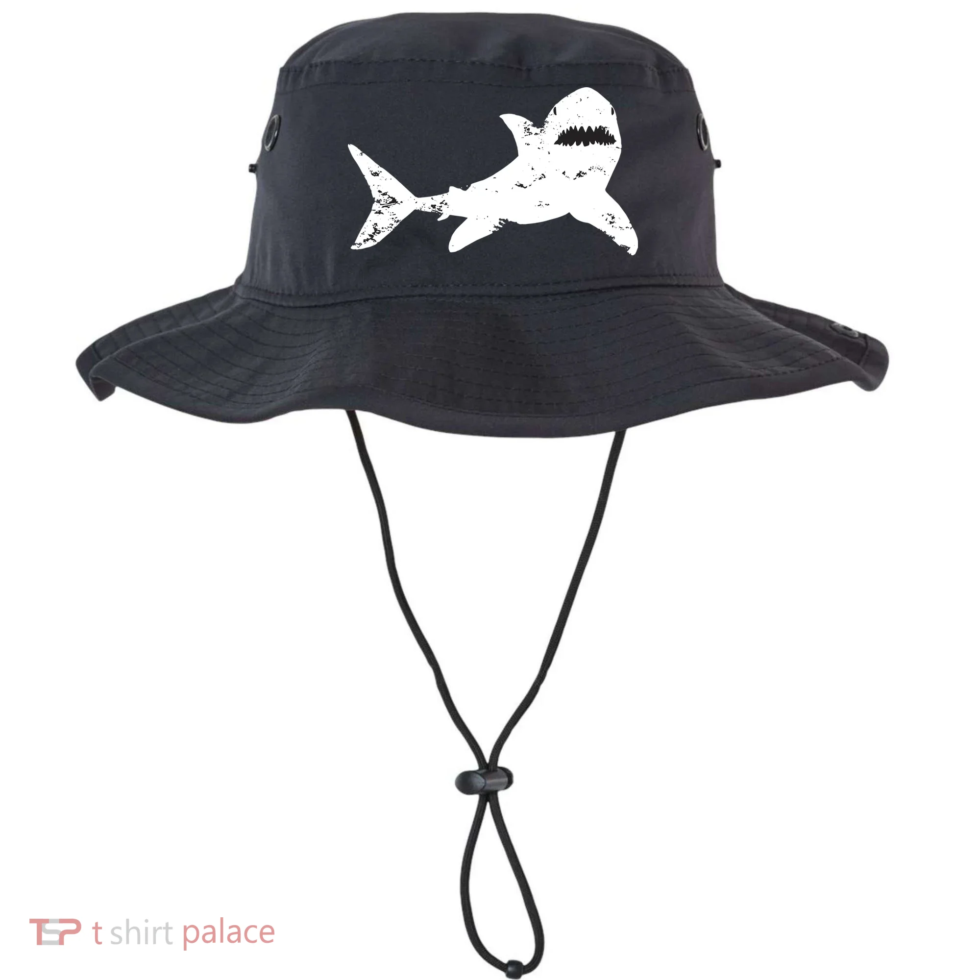 Shark Distressed Cool Vintage Shark Bite Tee Bucket Hat