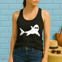 Shark Distressed Cool Vintage Shark Bite Tee Women's Tank Top thumb 2
