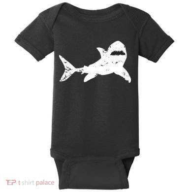 Shark Distressed Cool Vintage Shark Bite Tee Baby Bodysuit
