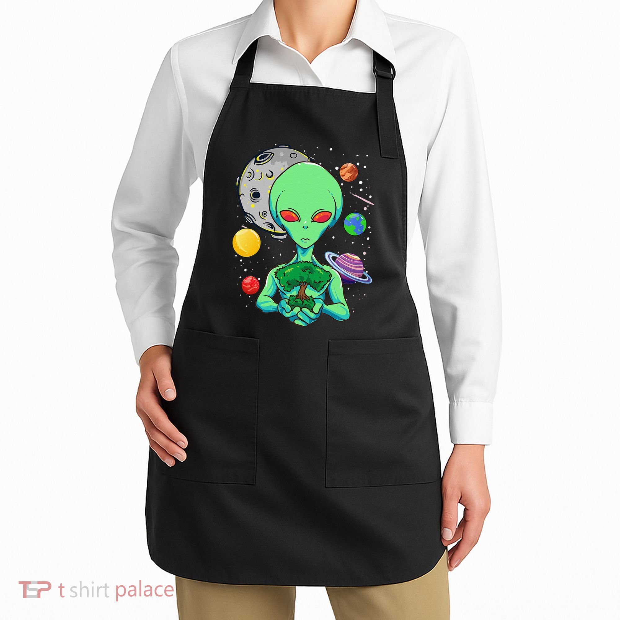 Space Day Celebration Cosmic Alien Tree Of Life Earth Day Apron