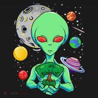 Space Day Celebration Cosmic Alien Tree Of Life Earth Day Bucket Hat thumb 4