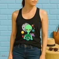 Space Day Celebration Cosmic Alien Tree Of Life Earth Day Women's Tank Top thumb 2