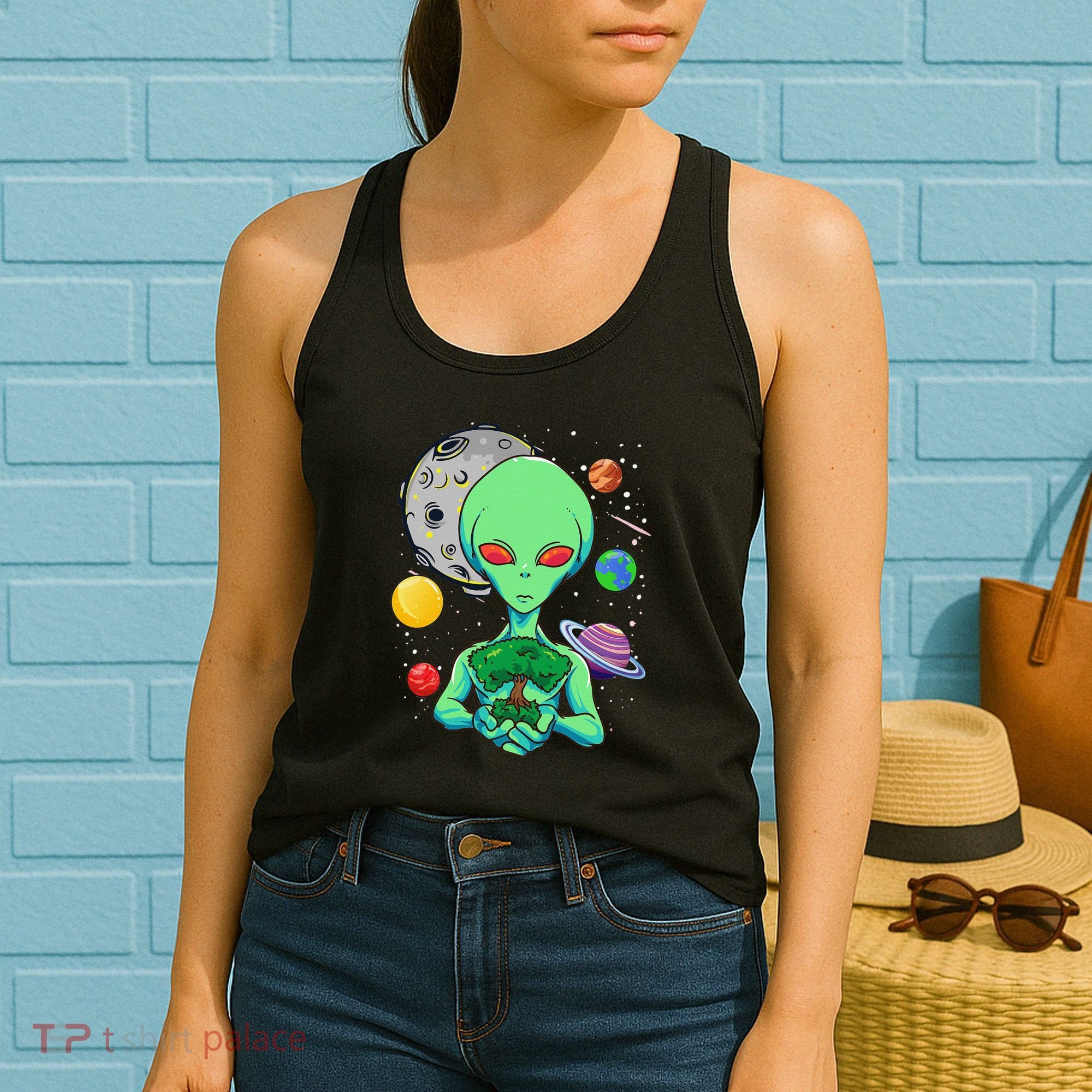 Space Day Celebration Cosmic Alien Tree Of Life Earth Day Women's Tank Top