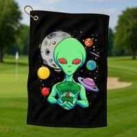 Space Day Celebration Cosmic Alien Tree Of Life Earth Day Golf Towel thumb 1