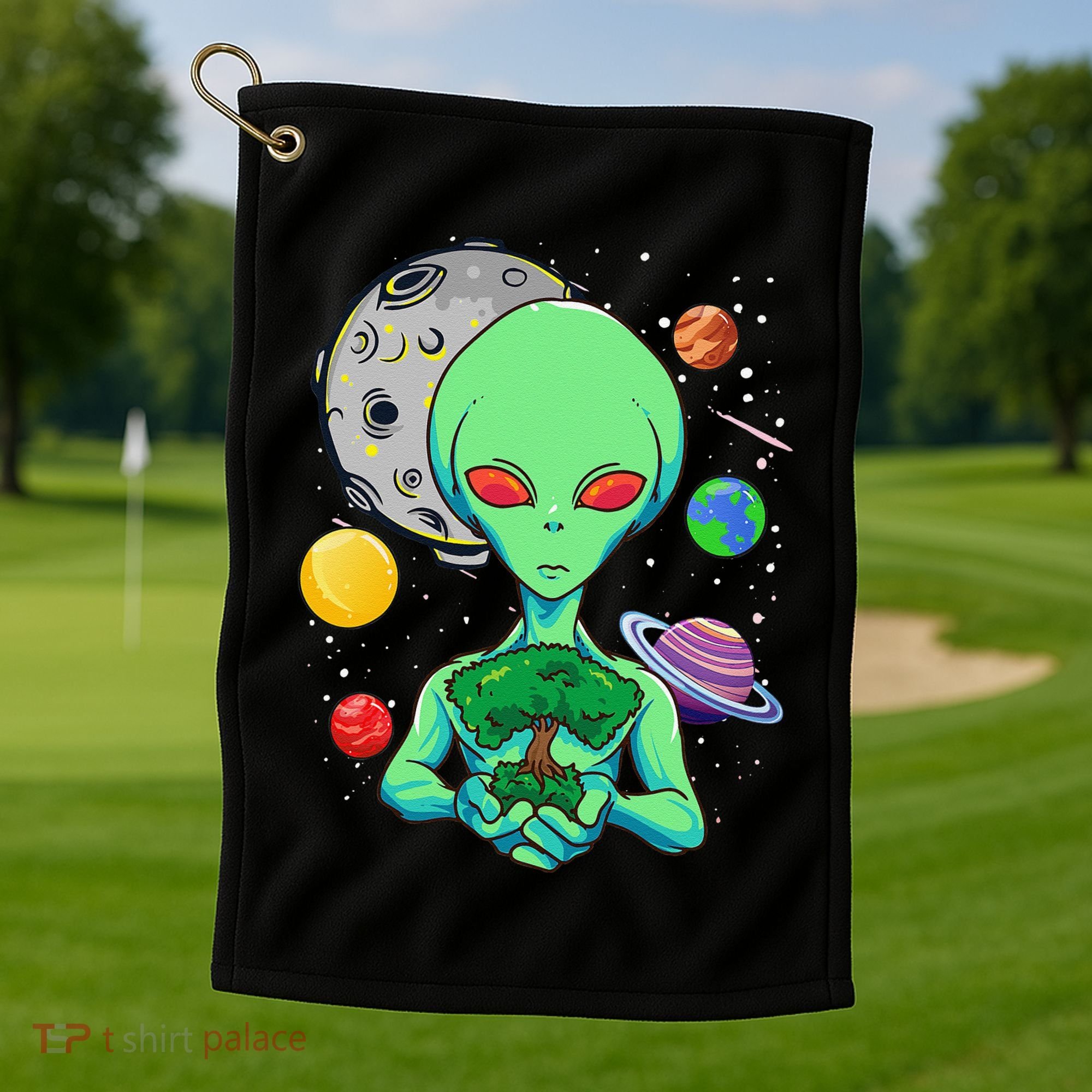 Space Day Celebration Cosmic Alien Tree Of Life Earth Day Golf Towel
