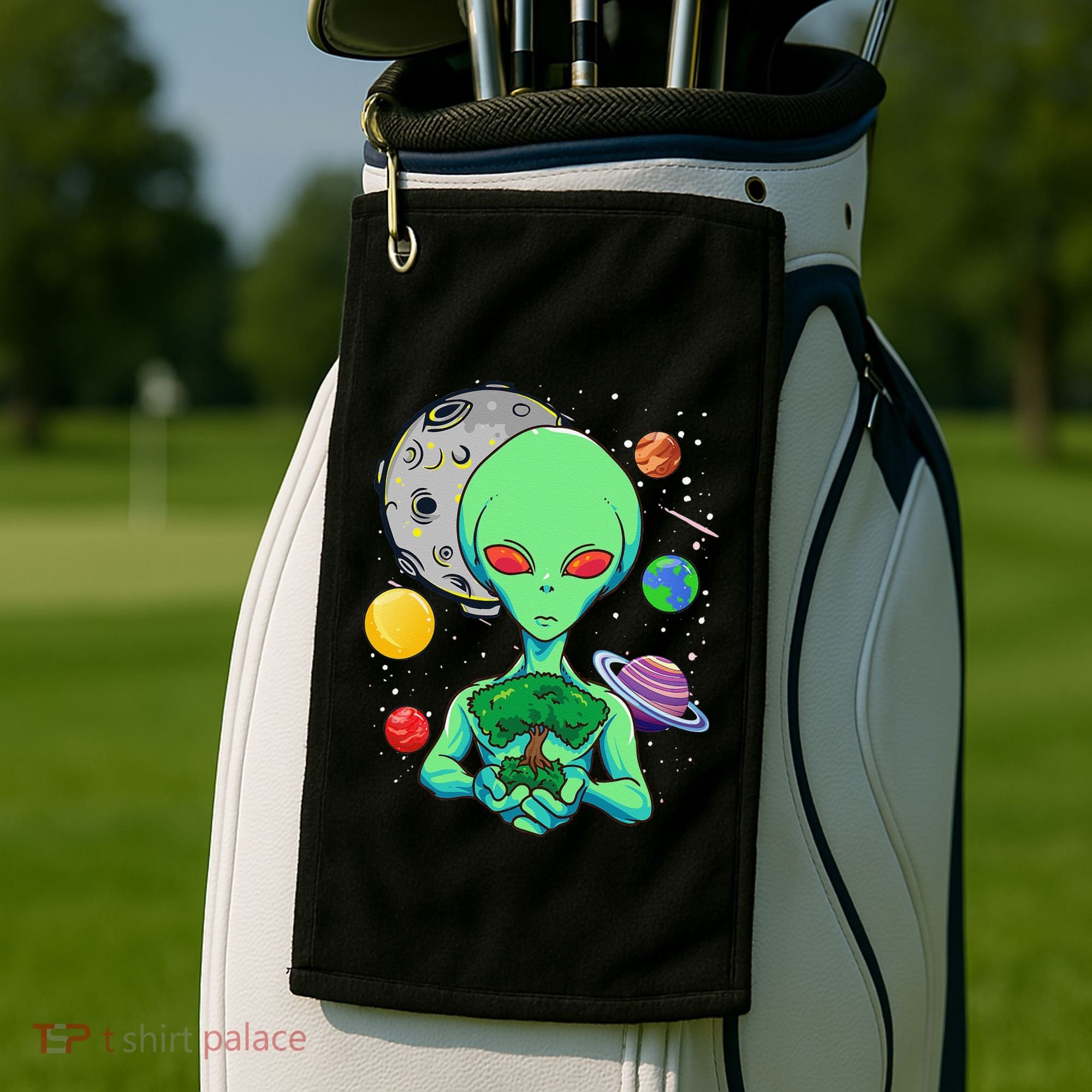 Space Day Celebration Cosmic Alien Tree Of Life Earth Day Golf Towel
