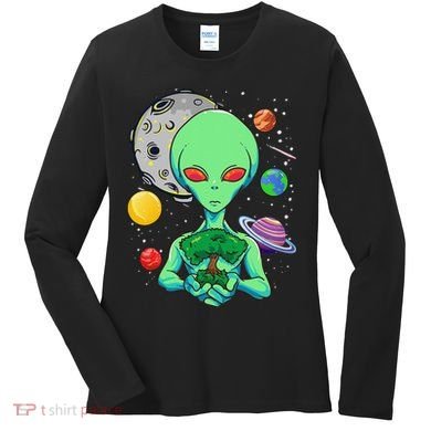 Space Day Celebration Cosmic Alien Tree Of Life Earth Day Women's Long Sleeve Shirt