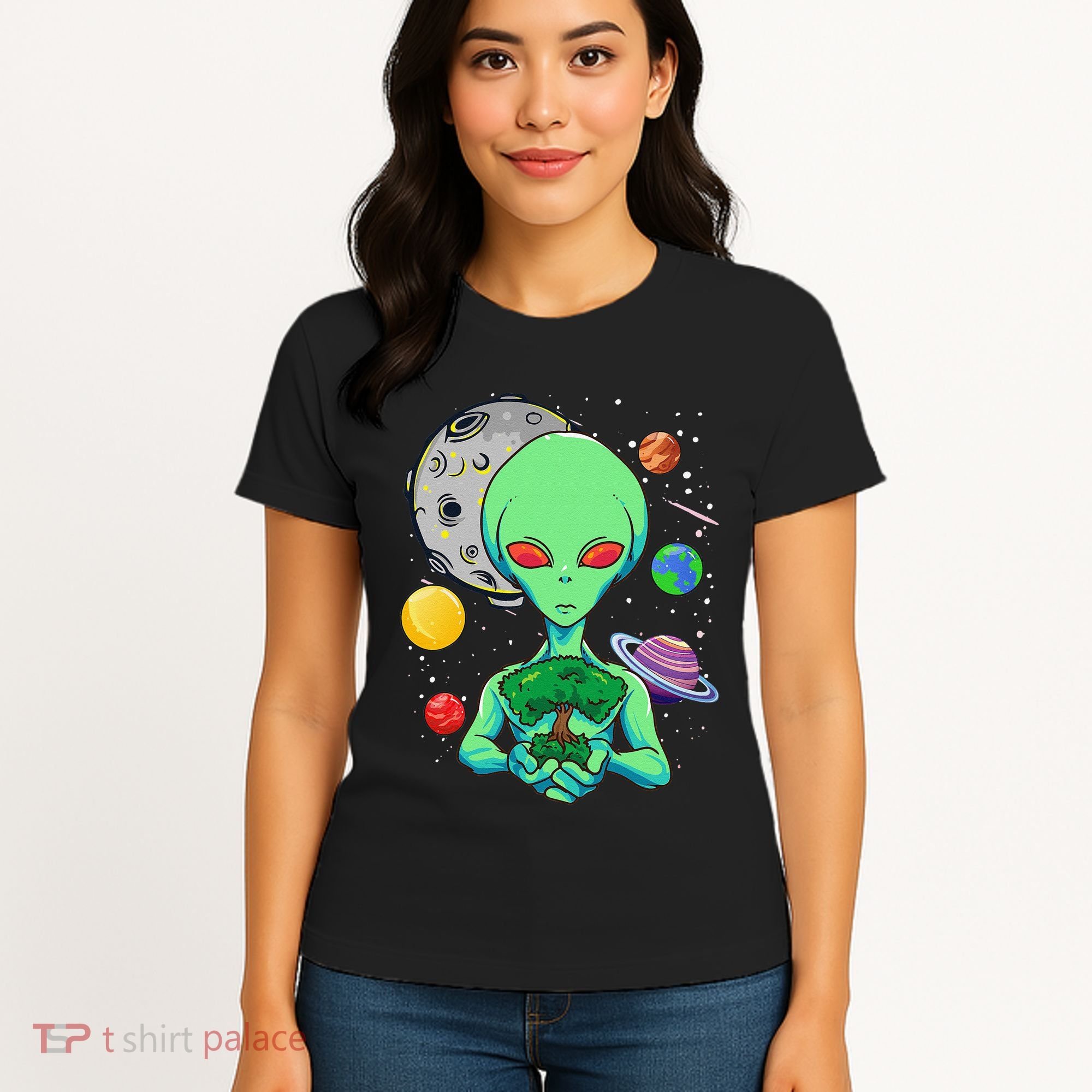 Space Day Celebration Cosmic Alien Tree Of Life Earth Day Women's T-Shirt