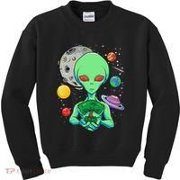 Space Day Celebration Cosmic Alien Tree Of Life Earth Day Kids Sweatshirt thumb 0